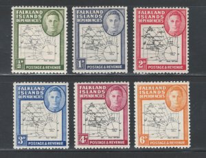 Falkland Islands Dependencies 1946 Map Scott # 1L1 - 1L6 MH (Short Set)