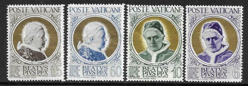 1951   VATICAN CITY  -  SG. 164 / 167  -  POPE  PIUS X  - MNH