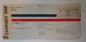 1941 USA censored meter mail cover New York - England Transatlantic Clipper