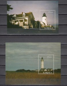 Karjala  2001 Russian Local. 2 Lighthouse s/sheets. ^