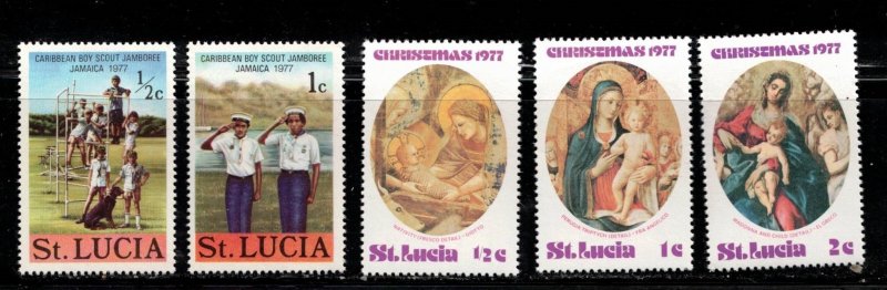 ST LUCIA Scott # 419-20, 427-9 MNH - Boy Scouts & Christmas