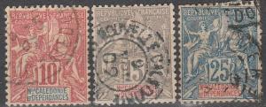 New Caledonia #46, 48, 51 F-VF Used CV $13.50  (A14918)