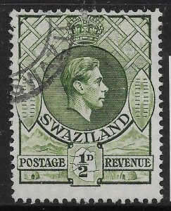 SWAZILAND SG28b 1950 ½d BRONZE-GREEN p13x14 USED