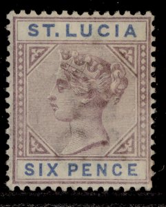 ST. LUCIA QV SG49, 6d dull mauve and blue, M MINT. Cat £45. DIE II