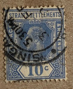 Straits Settlements 1921 KGV 10c ultra, used. Scott 190, CV $4.25. SG 230