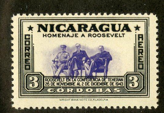 NICARAGUA C275 MH SCV $3.75 BIN $1.55 ROOSEVELT