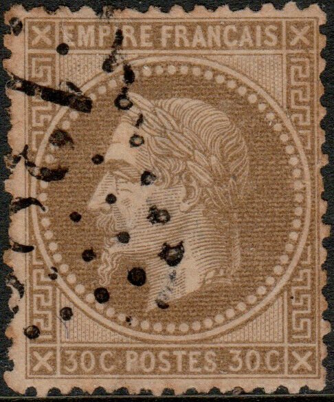 FRANCE - Yv.30 30c brun Empire Lauré FOND LIGNÉ oblitéré TB