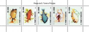 SAO TOME - 2007 - Fish - Perf 5v Sheet - Mint Never Hinged