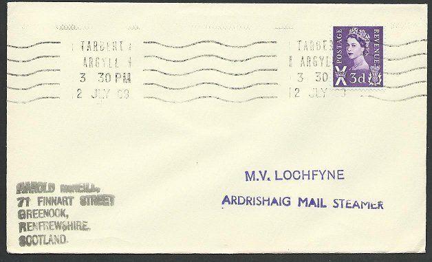 GB SCOTLAND 1968 cover M.V. LOCHFYNE, ARDRISHAIG MAIL STEAMER cachet.......48248