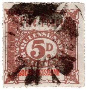 (I.B) Australia - Queensland Railways : Parcel Stamp 5d (South Brisbane)