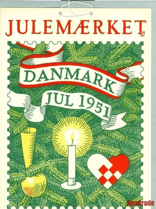 Denmark. 1 Post Office,Display,Advertising Sign. Tree Deco Christmas Seal 1951