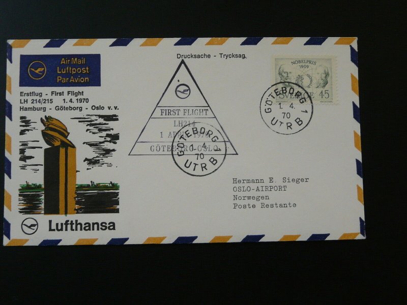 first flight cover 1970 Goteborg Sweden to Oslo Norway Lufthansa 88299