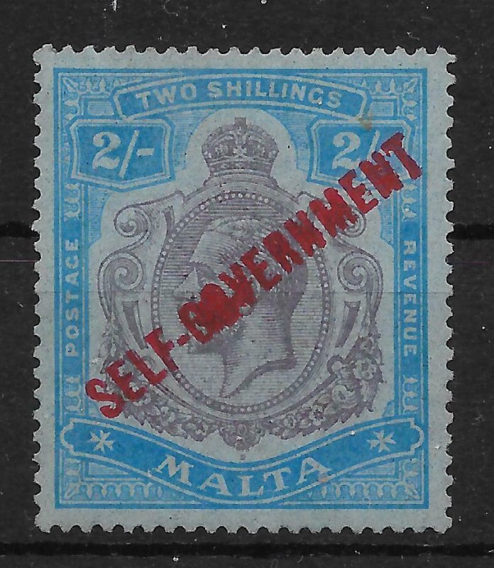 MALTA SG120c 1922 SELF-GOVERNMENT 2/= PURPLE & BLUE LINES OMITTED VAR MTD MINT 