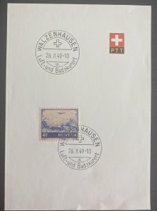 1949 Walzenhausen Switzerland First Day Sheet Cover FDC