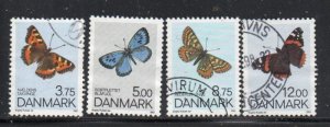 Denmark Sc 977-980 1993 Butterflies stamp set used