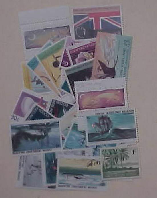 COCOS ISLAND 38 STAMPS MINT NH FACE IS $15.65 & 1 SHILLING LIGHT HINGED 