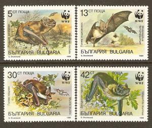 Bulgaria #3398-401 NH WWF - Bats