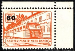 Vintage Denmark Private Local Stamp 80/225 Ore Næstved-Præstø Railway Unused