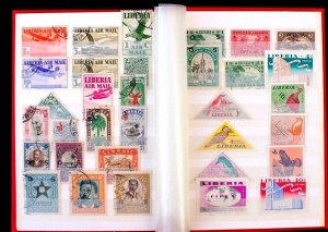 Liberia Stamp Collection Lot of 158 MNH, MH & Used in Vintage Stock Book