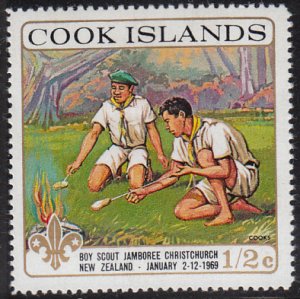 Cook Islands 1969 MH Sc #248 1/2c Scouts cooking over camp fire Jamboree