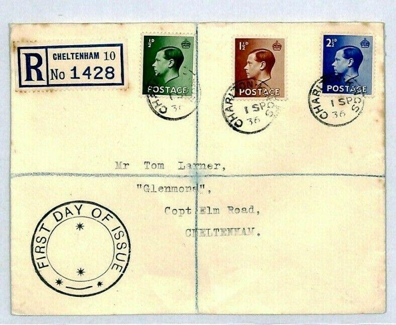 GB KEVIII Cachet FDC 1936 Relevant *CHARLTON KINGS* CDS Glos{samwells-covers}CV3