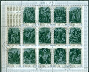 Ras Al Khaima 1972 Mi#687-700 Passion of Jesus Christ sheet (folded)CTO