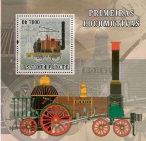 St Thomas - Steam Trains  Souvenir Sheet - ST73D14