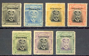 Rhodesia Sc# 122-128 (SPECIMEN) MH 1913-1923 2p-8p King George V