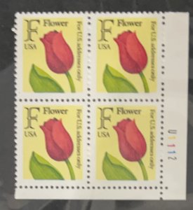 US 1991 Tulip F rate #2517 plt blk of 4 mint