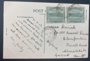 1912 Dominica RPPC Postcard Cover To Gosport England Waterfall Roseau Valley