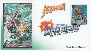 AO-4084r-1, 2006, DC Comics Super Heroes, Aquaman Cover, FDC, Add-on Cachet. Dig