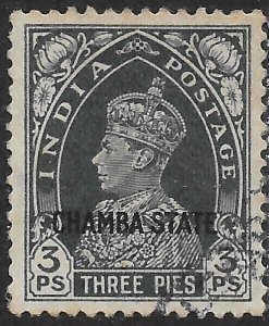 INDIA-CHAMBA SG82 1938 3p SLATE USED