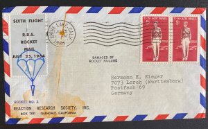 1964 China Lake CA USA Rocket Research Society Airmail Cover To Germany