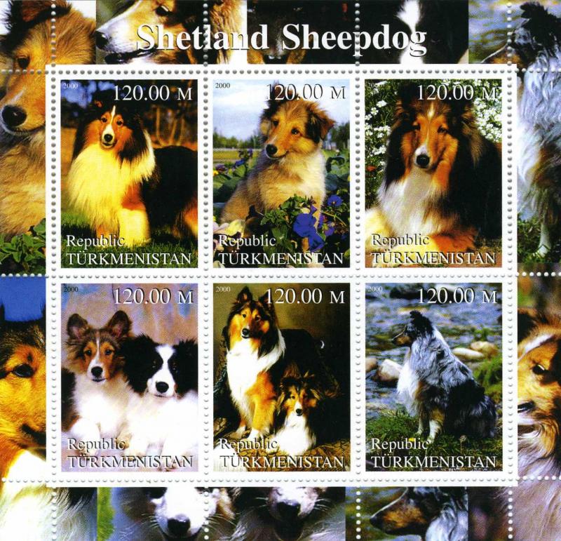 Turkmenistan 2000 DOGS Shetland Sheepdog Sheet (9) Perforated Mint (NH)