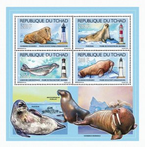 Chad 2012 Imperf. Walruses & Lighthouses 2012 Full No. 2527 A- 2530 A - BL. 411 --