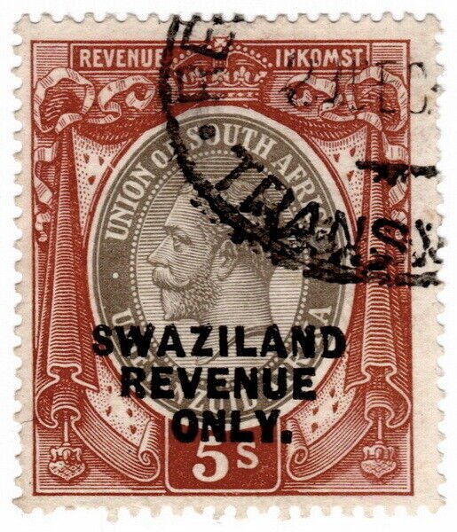 (I.B) Swaziland Revenue : Duty Stamp 5/- (1914)