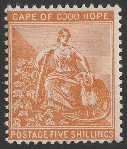 CAPE OF GOOD HOPE 1893 Hope Seated 5/- brown-orange wmk Anchor.