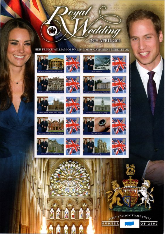 GB 2011 BC-339  Royal Wedding  smiler sheet no. 1719 UNMOUNTED MINT/MNH
