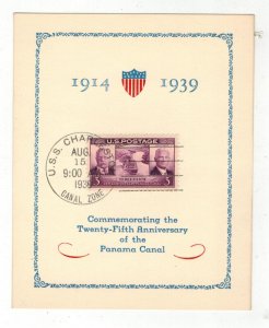 1939 PANAMA CANAL TEDDY ROOSEVELT FDC 856-55 CE REID SOUVENIR CARD $75