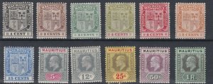 MAURITIUS  1910      SG 181 - 192  VARIOUS VALUES TO  1R     MH   CAT £76