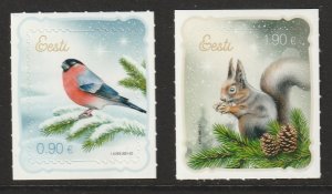 BIRDS-ESTONIA #961-2 BIRD & SQUIRREL MNH