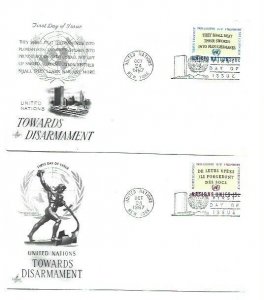 UN NY #177-78  6c 13c Toward Disarmament two ArtCraft FDCs