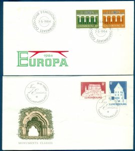 LUXEMBOURG: Seven 1970-1998 FDCs w/Europa