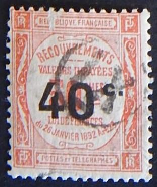 1908-1910, France, 40/50c, RECOUVREMENTS ((7-(3F-2IR))