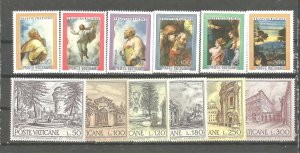 Vatican 595-600 ,   601-606 MNH