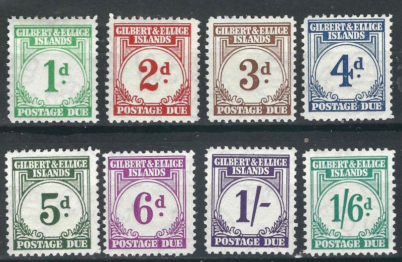 Gilbert & Ellis Is. Stamps J1-8 SG D1-8 MHR VF 1940 SCV $103.75