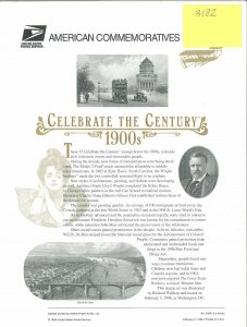 USPS COMMEMORATIVE PANEL #533A CELEBRATE THE CENTURY 1900S #3182