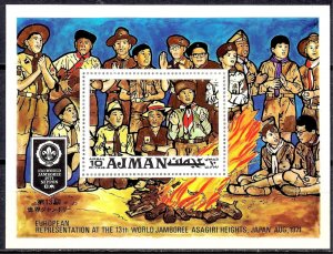 AJMAN SC#717a 13th World Scouts Jamboree Souvenir Sheet (1971) MNH