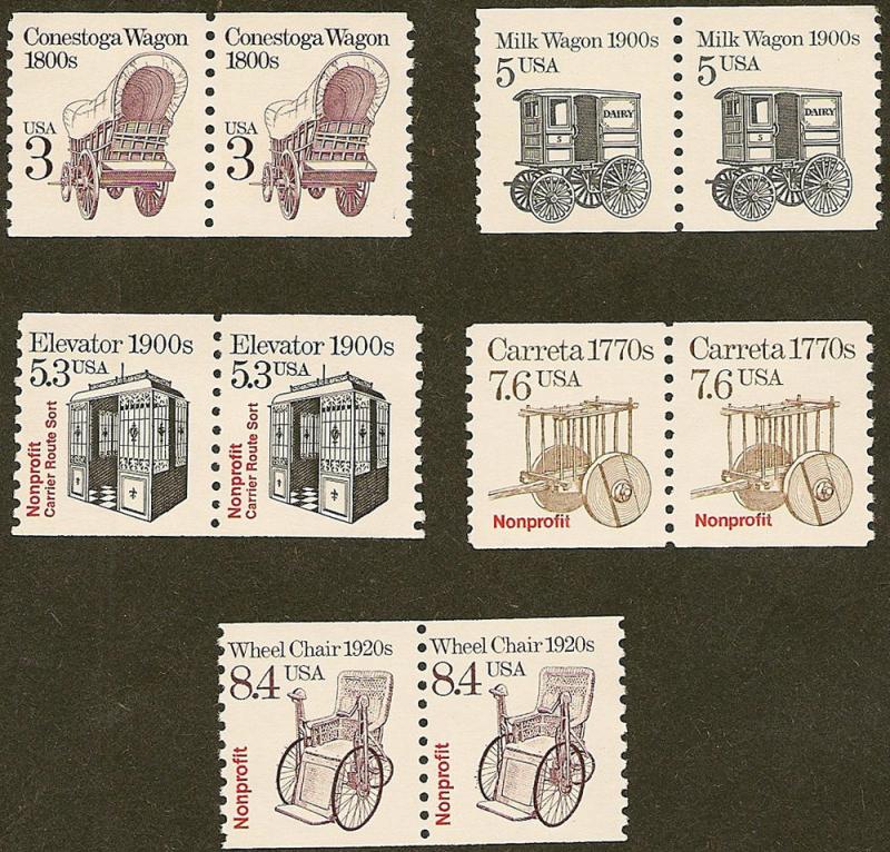 #2252, 2253, 2254, 2255 & 2256 - 5 Trans. Coil Pairs - MNH