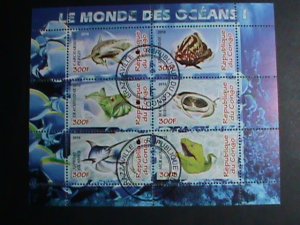 CONGO STAMP:2010 WORLD OCEAN MARINE FAUNA- FISHES CTO FULL SHEET VERY FINE